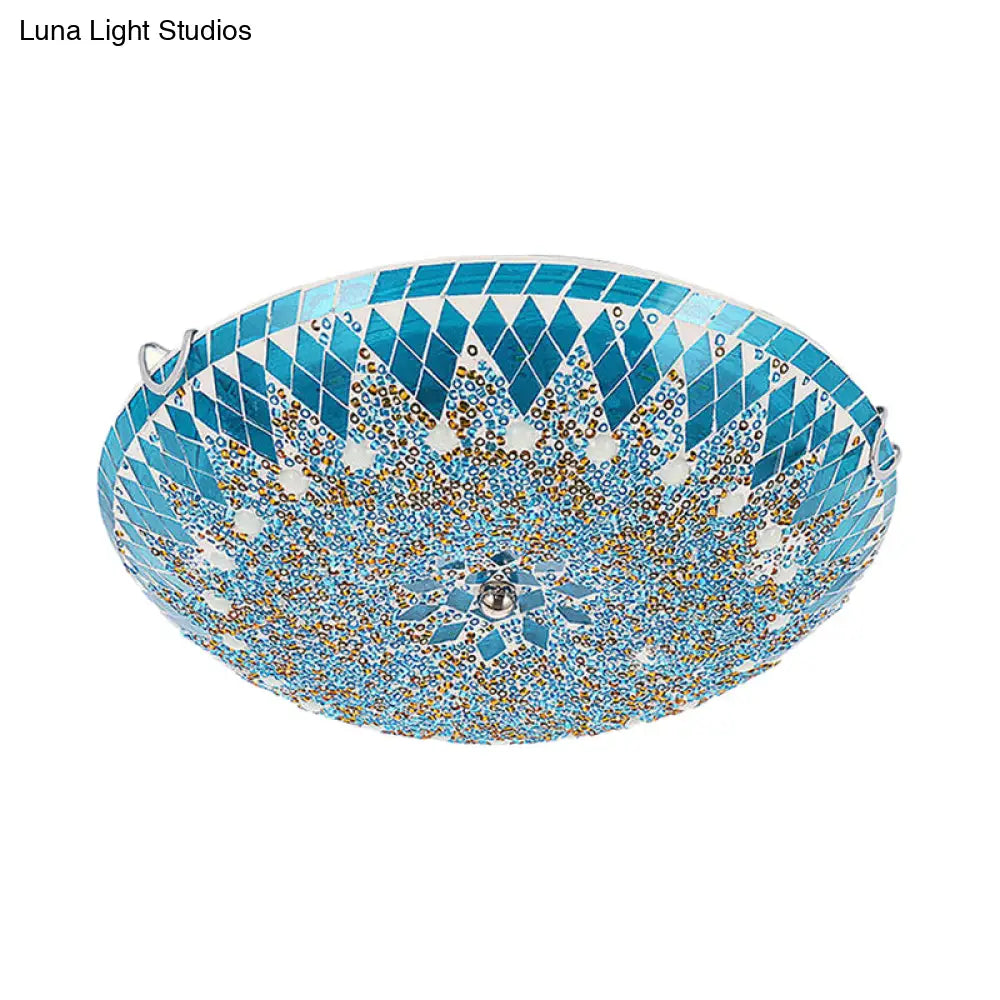 DecorBites™ DecorBites™ Modern Mediterranean Rhombus Flush Mount Spotlight LED Flushmount Lighting for Living Room - 12"/16"/19.5" - White, Yellow, Blue Cut Glass