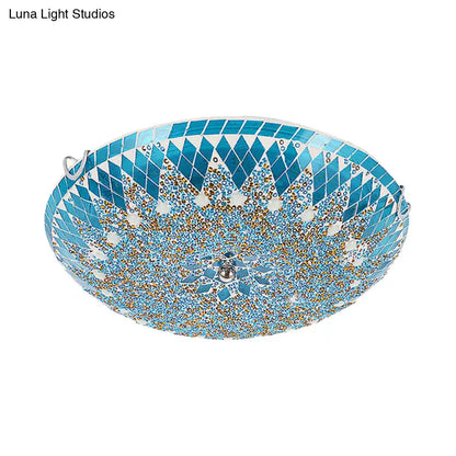 DecorBites™ DecorBites™ Modern Mediterranean Rhombus Flush Mount Spotlight LED Flushmount Lighting for Living Room - 12"/16"/19.5" - White, Yellow, Blue Cut Glass