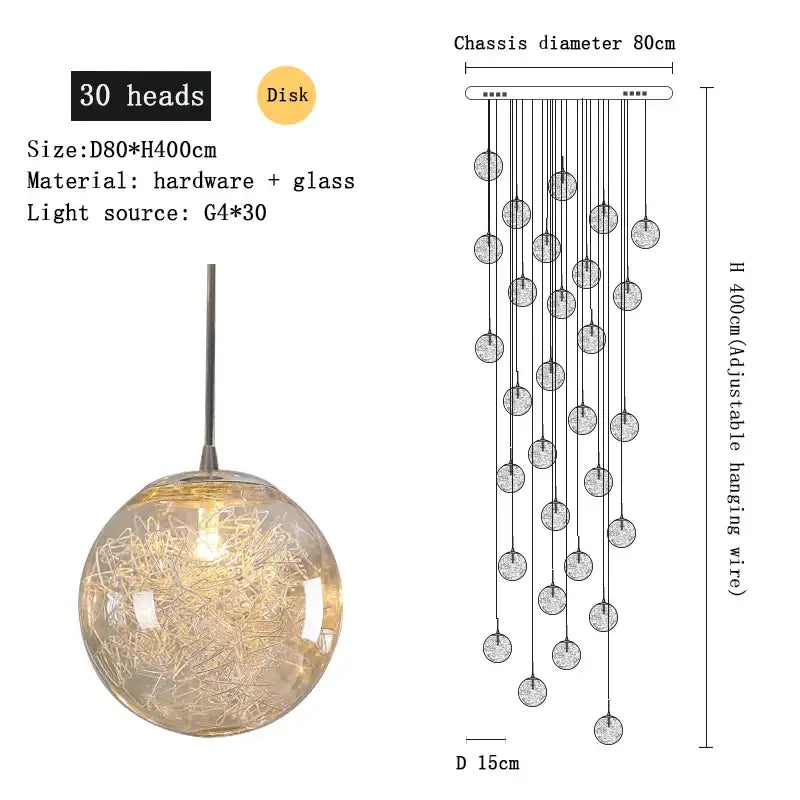 Modern mesh crystal ceiling chandelier featuring a clear glass globe with intricate wirework and warm led lighting from decorbites crystal ceiling