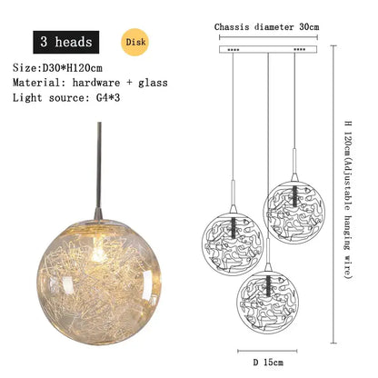 Modern mesh crystal ceiling chandelier with three spherical glass globes featuring intricate wireframe and warm led decorbites crystal ceiling lighting