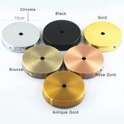 Modern metal 10cm ceiling base in chrome black gold bronze rose gold and antique gold finishes for pendant lights