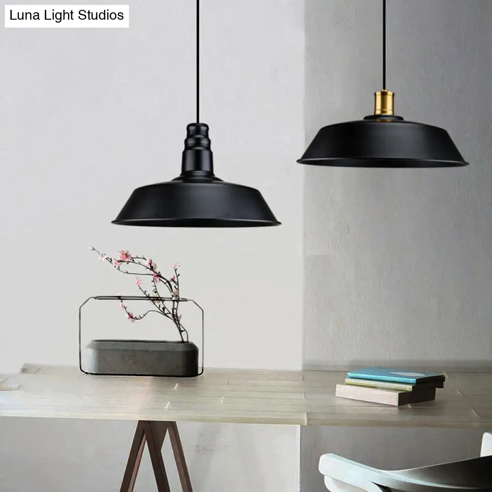 Modern Metal Black Pendant Light with Geometric Shade - Single Bulb Industrial Hanging Fixture