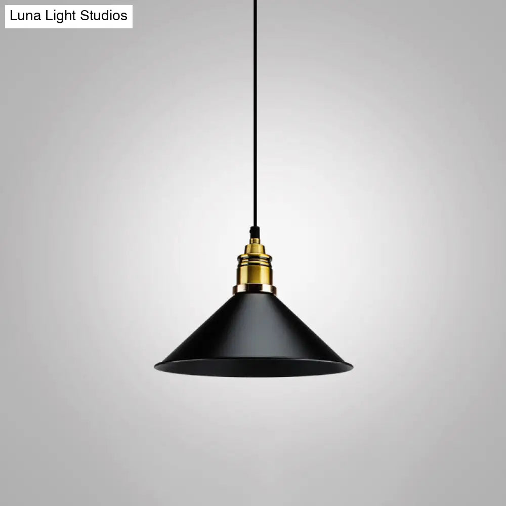 Modern Metal Black Pendant Light with Geometric Shade - Single Bulb Industrial Hanging Fixture