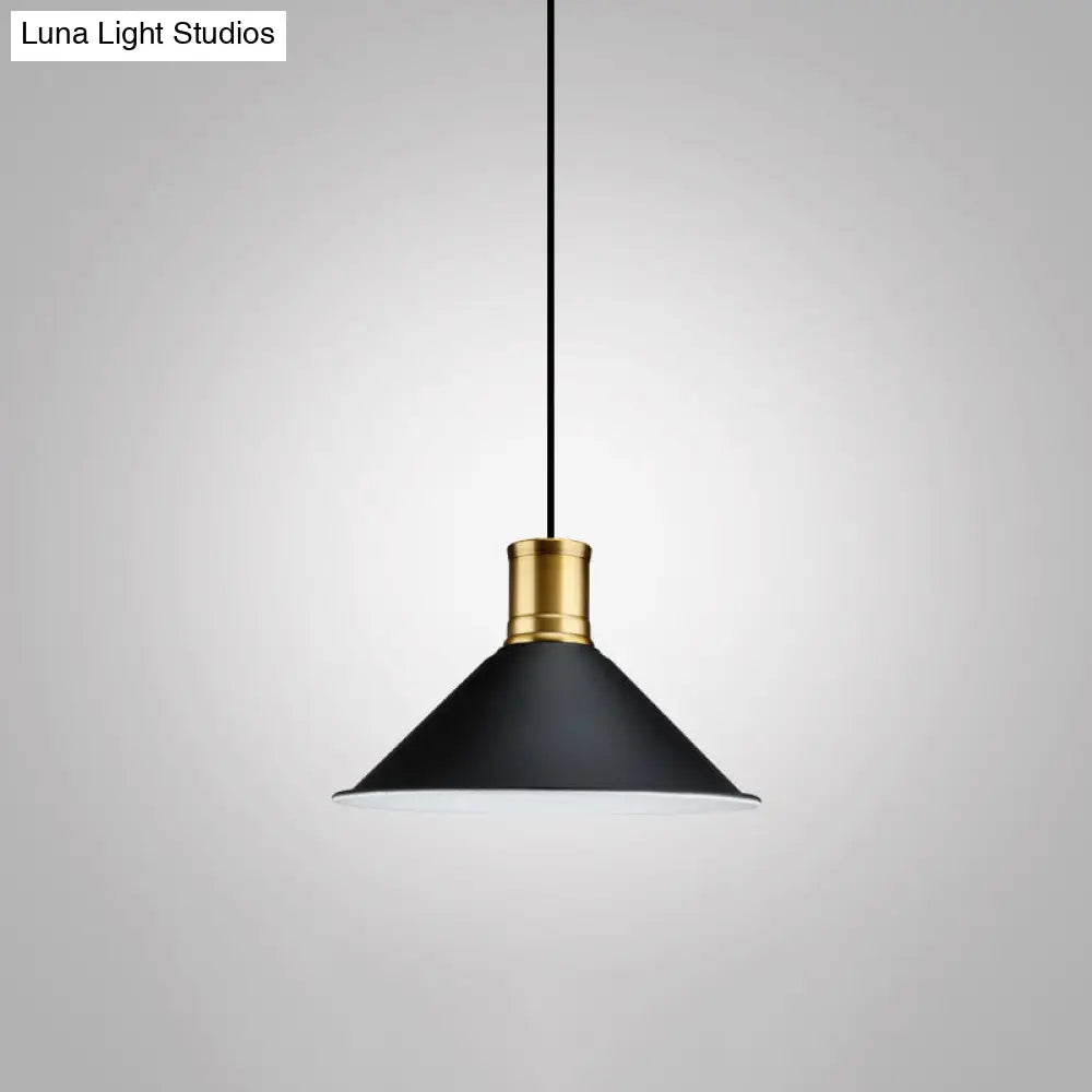 Modern Metal Black Pendant Light with Geometric Shade - Single Bulb Industrial Hanging Fixture