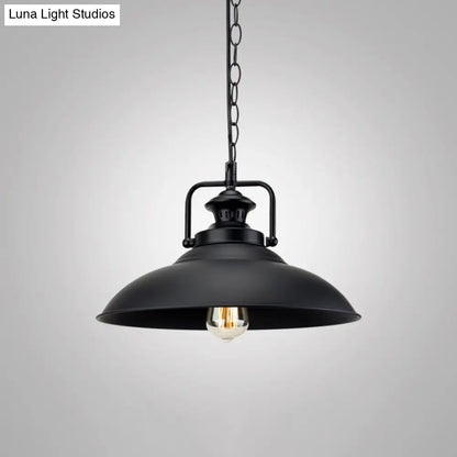 Modern Metal Black Pendant Light with Geometric Shade - Single Bulb Industrial Hanging Fixture