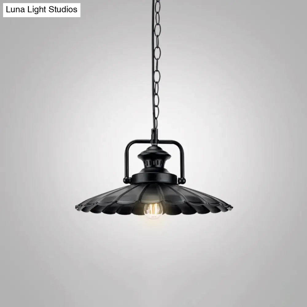 Modern Metal Black Pendant Light with Geometric Shade - Single Bulb Industrial Hanging Fixture