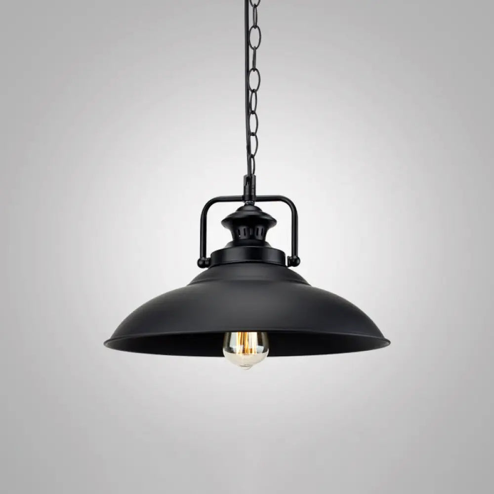 Modern Metal Black Pendant Light with Geometric Shade - Single Bulb Industrial Hanging Fixture