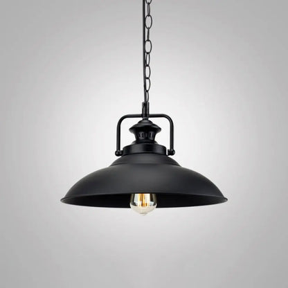 Modern Metal Black Pendant Light with Geometric Shade - Single Bulb Industrial Hanging Fixture