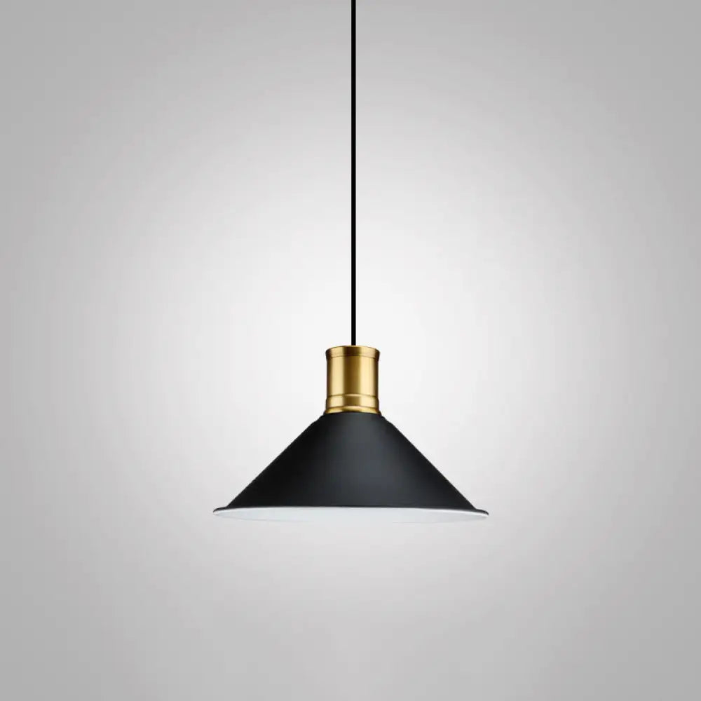 Modern Metal Black Pendant Light with Geometric Shade - Single Bulb Industrial Hanging Fixture