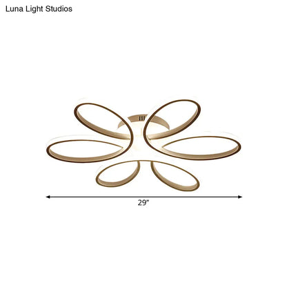 DecorBites™ DecorBites™ Modern Metal Blooming Flower Hotel Ceiling Light Fixture LED Semi Flush Mount - Warm/White Light, 23"/29" Wide