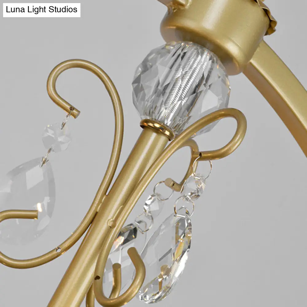 Lámpara de techo moderna de metal tipo candelabro: araña de latón de 6/8 luces con colgante de cristal