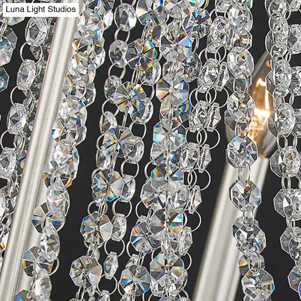 Lámpara colgante moderna de metal con forma de vela - Suspensión de níquel de 6 luces para comedor