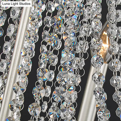 Lámpara colgante moderna de metal con forma de vela - Suspensión de níquel de 6 luces para comedor