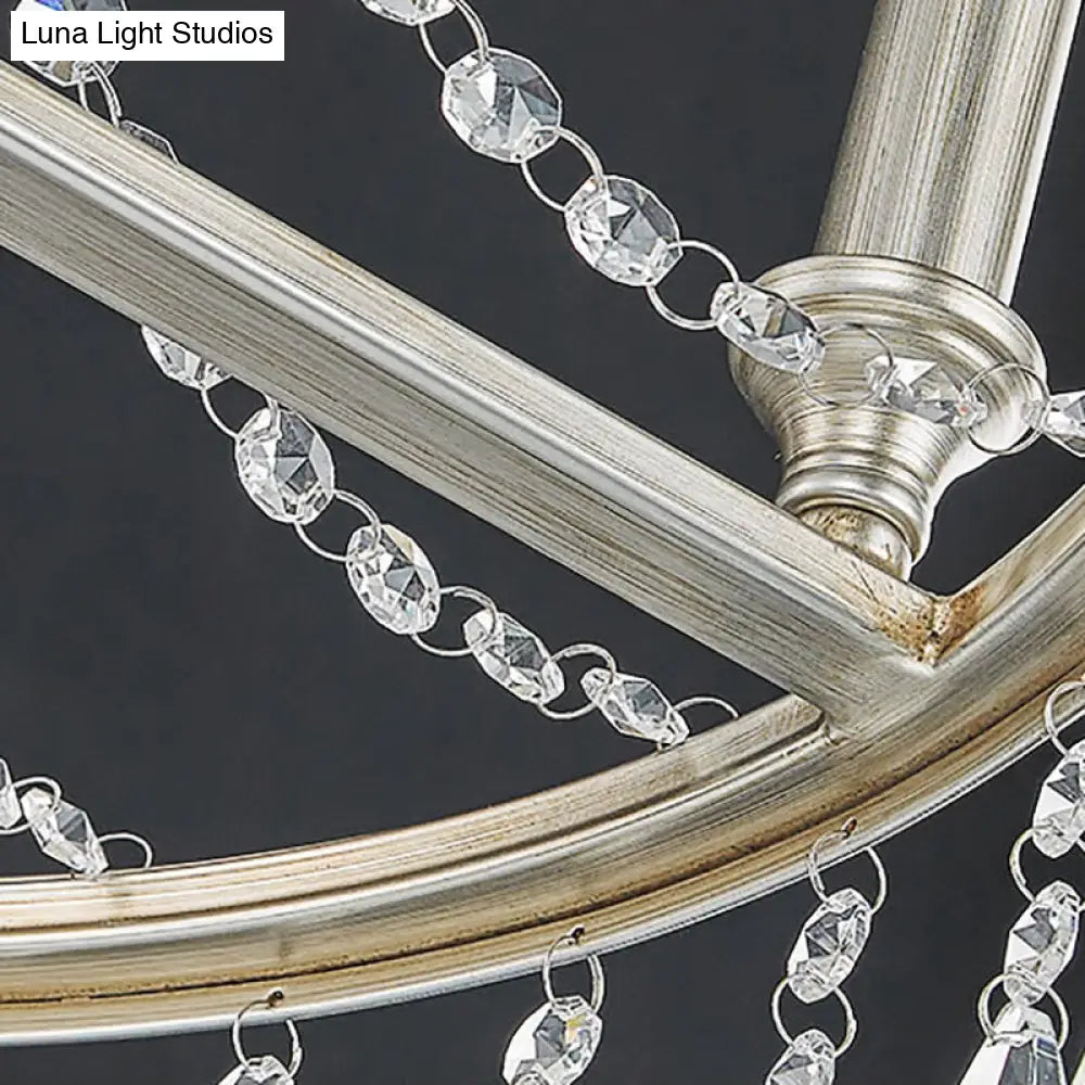 Lámpara colgante moderna de metal con forma de vela - Suspensión de níquel de 6 luces para comedor