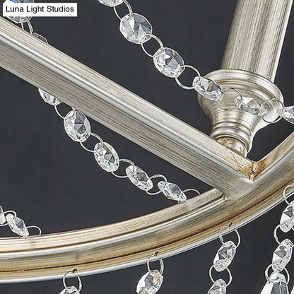 Lámpara colgante moderna de metal con forma de vela - Suspensión de níquel de 6 luces para comedor