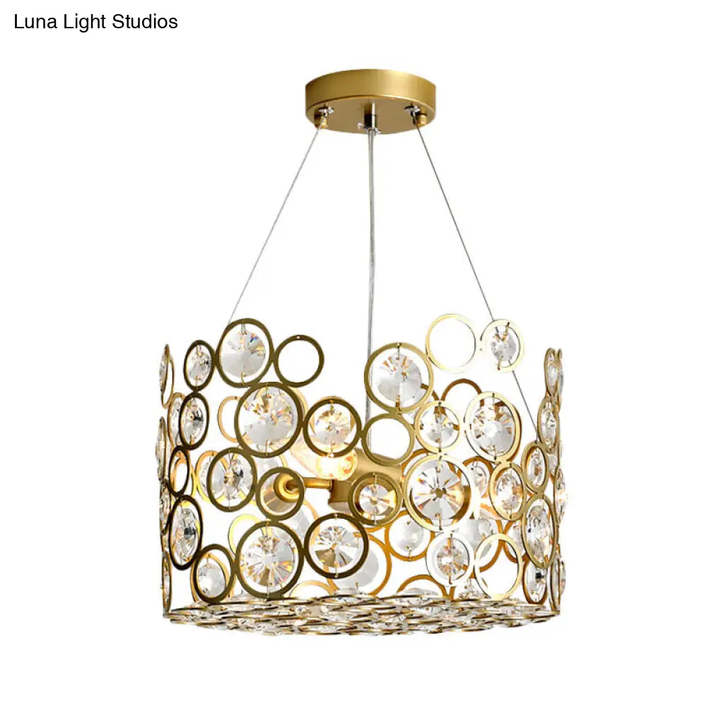 Modern Metal Chandelier with Crystal Bead Detail - 4-Bulb Ceiling Fixture for Dining Room