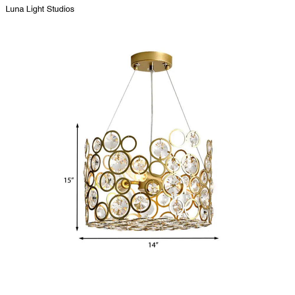 Modern Metal Chandelier with Crystal Bead Detail - 4-Bulb Ceiling Fixture for Dining Room