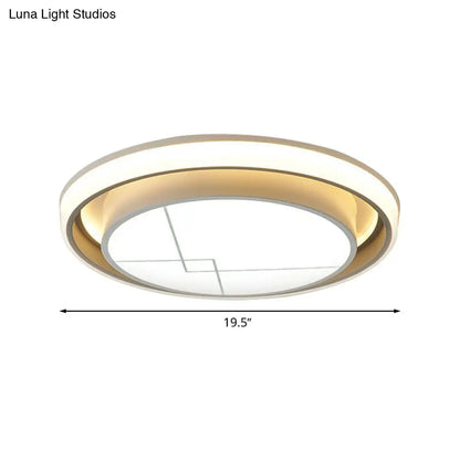 DecorBites™ DecorBites™ Modern Metal Circle LED Ceiling Flush Mount Light Fixture - White, Bedroom Lighting (Warm/White)