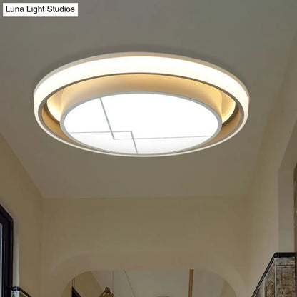 DecorBites™ DecorBites™ Modern Metal Circle LED Ceiling Flush Mount Light Fixture - White, Bedroom Lighting (Warm/White)