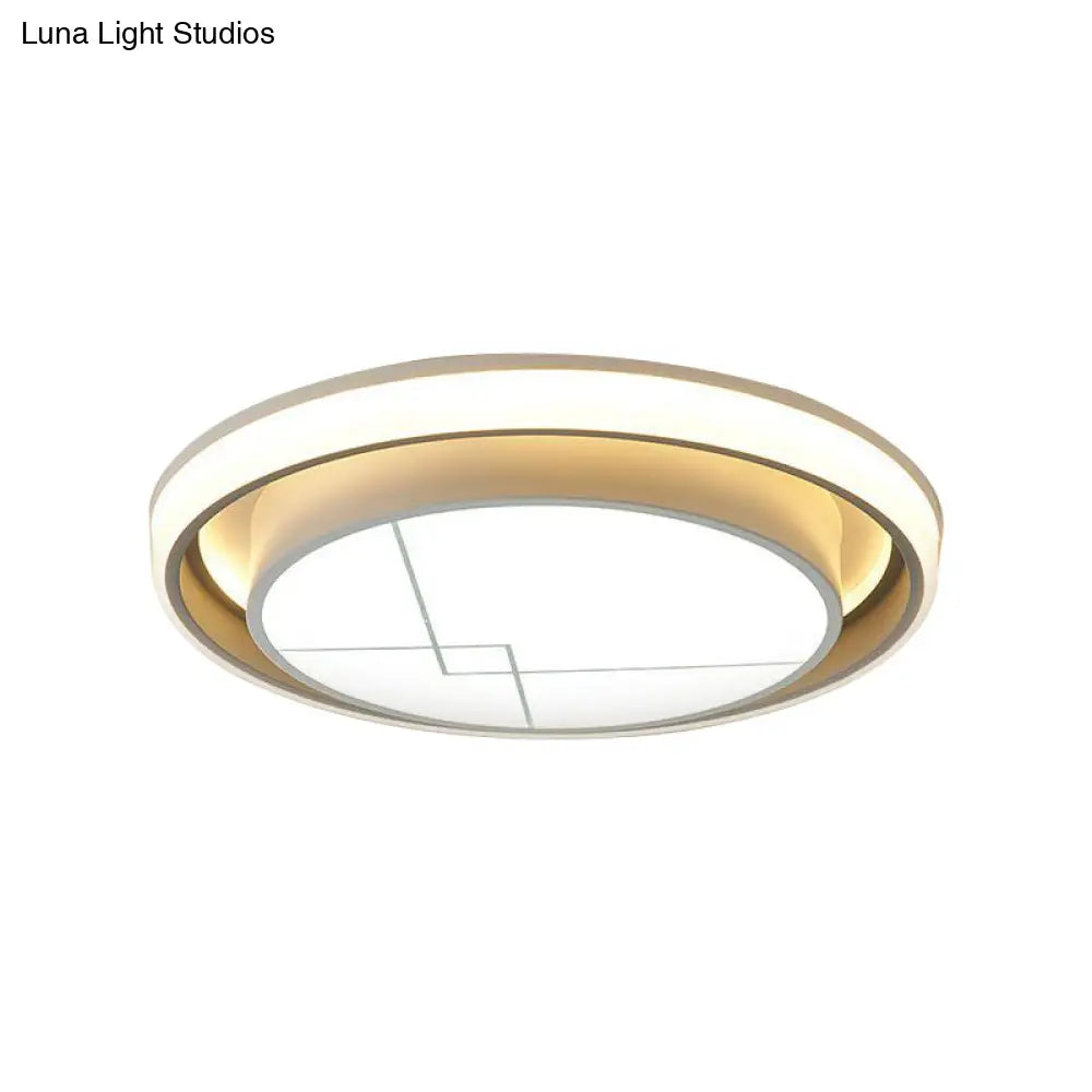 DecorBites™ DecorBites™ Modern Metal Circle LED Ceiling Flush Mount Light Fixture - White, Bedroom Lighting (Warm/White)