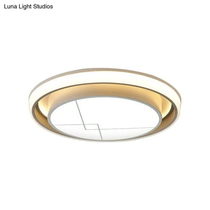 DecorBites™ DecorBites™ Modern Metal Circle LED Ceiling Flush Mount Light Fixture - White, Bedroom Lighting (Warm/White)