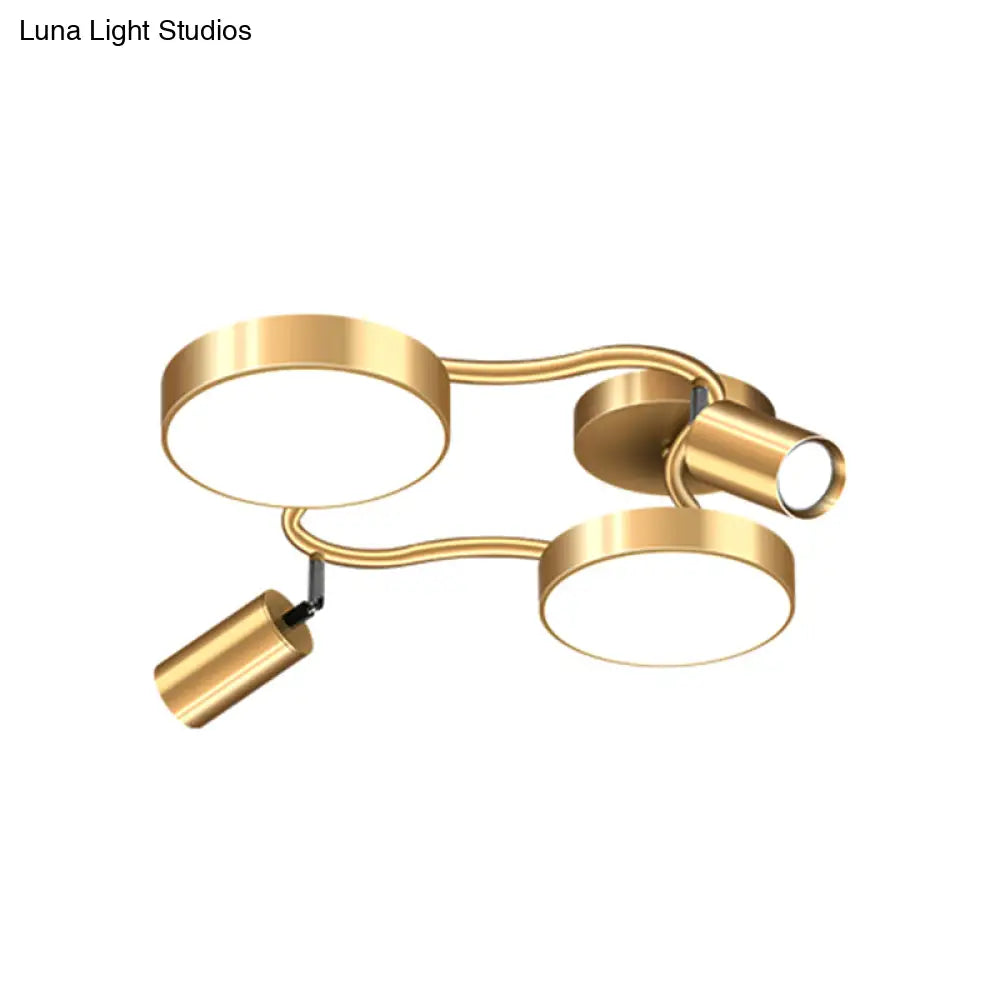 DecorBites™ DecorBites™ Modern Metal Circular Semi Flush Mount - 4-Bulb Gold Ceiling Lighting for Bedroom