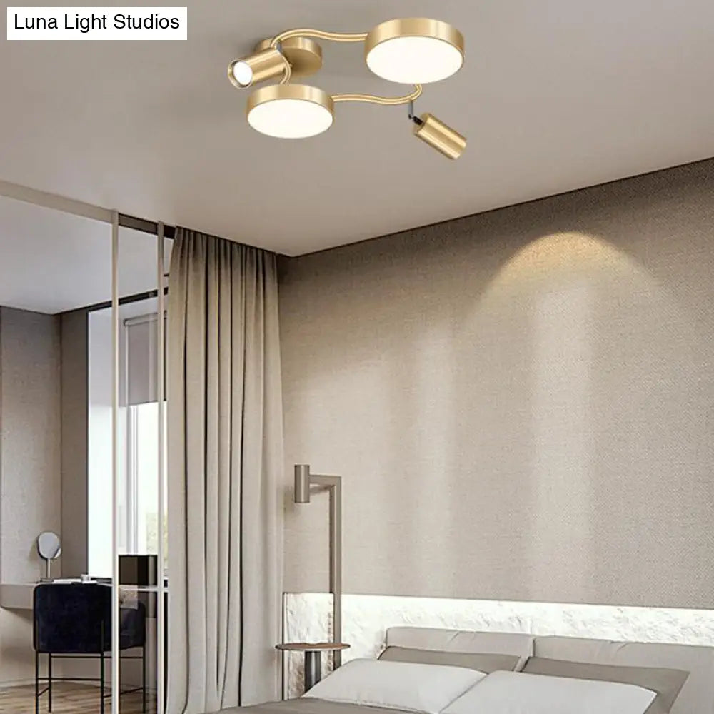 DecorBites™ DecorBites™ Modern Metal Circular Semi Flush Mount - 4-Bulb Gold Ceiling Lighting for Bedroom