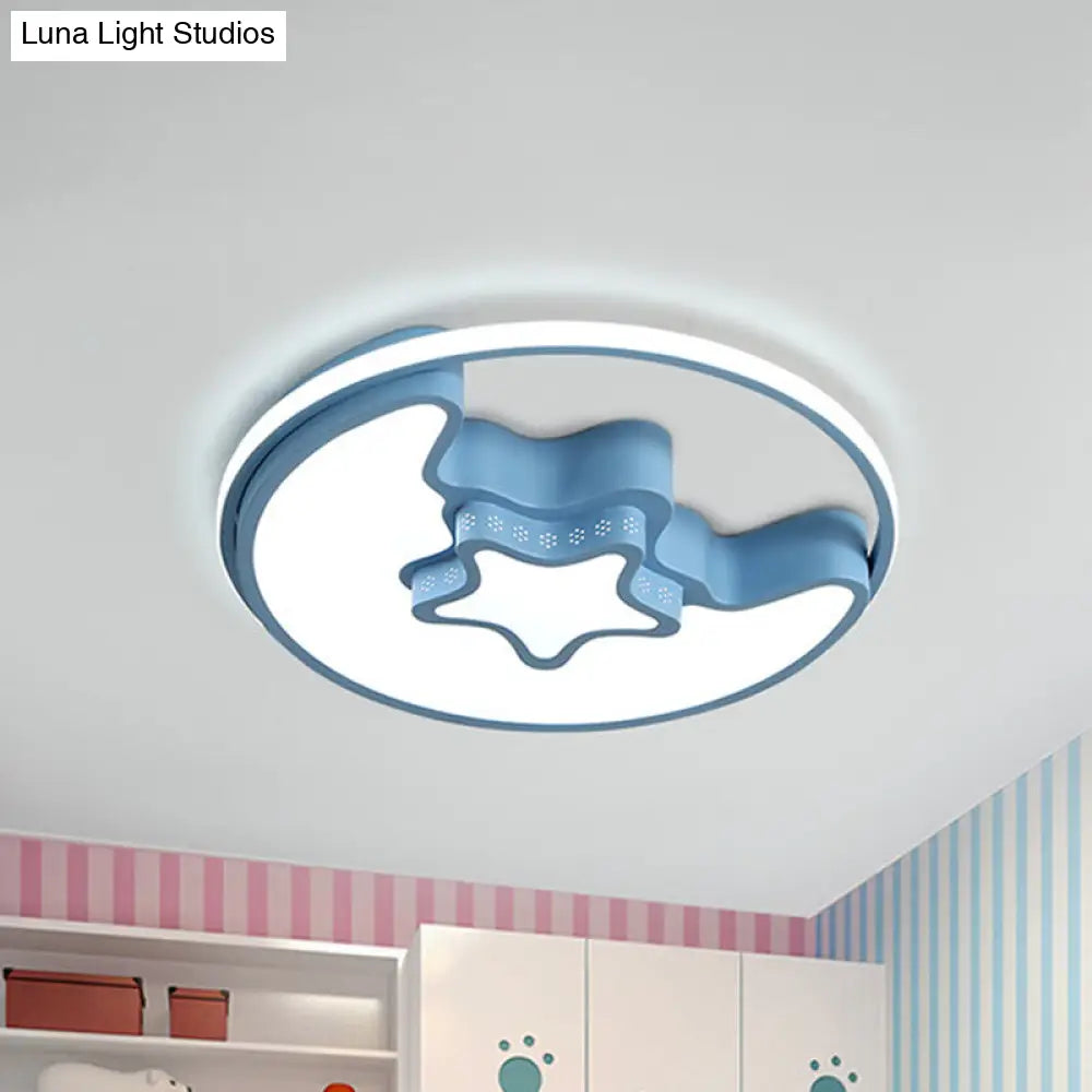 DecorBites™ DecorBites™ Modern Metal Crescent and Star Ceiling Mount Light - Flush Light for Nursing Room