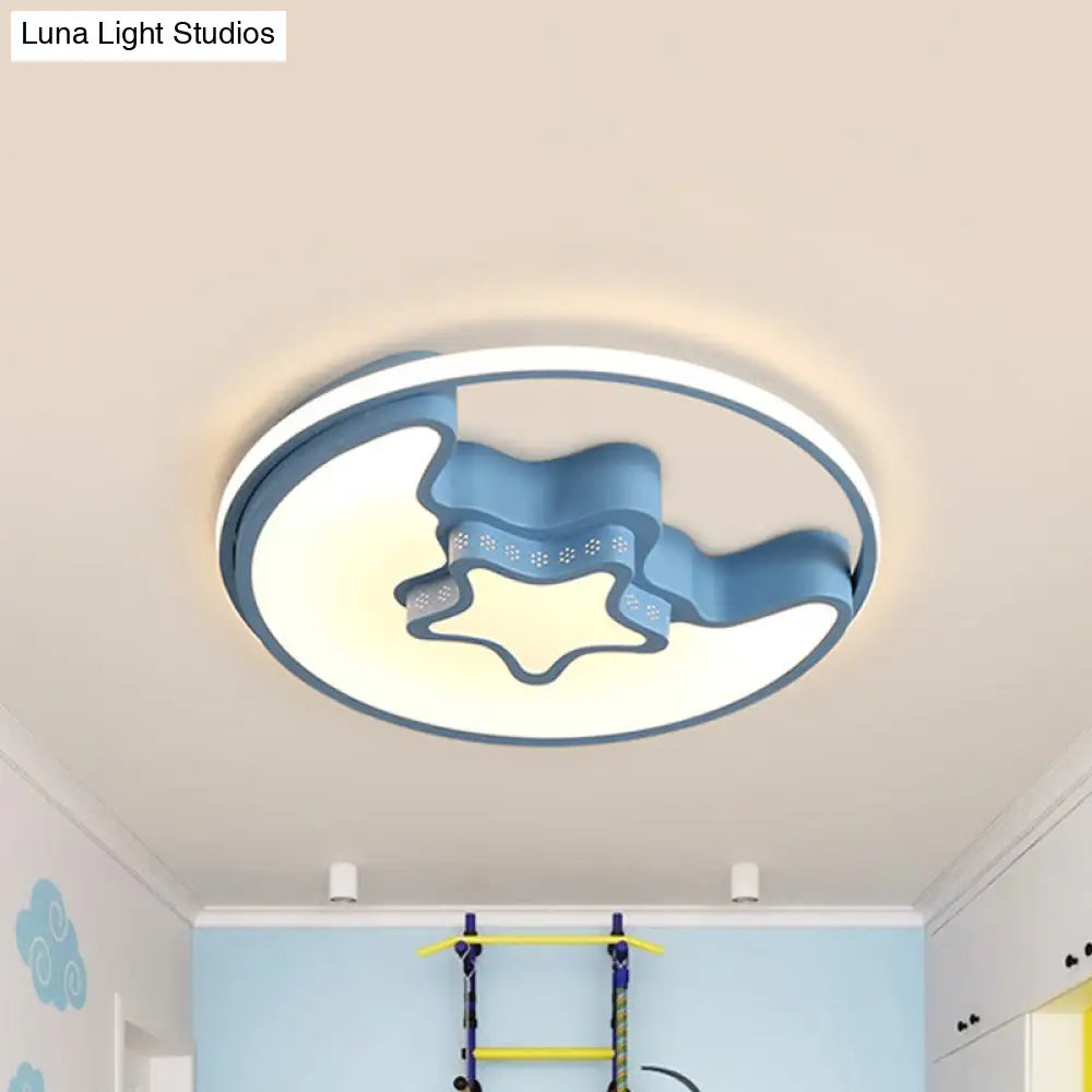 DecorBites™ DecorBites™ Modern Metal Crescent and Star Ceiling Mount Light - Flush Light for Nursing Room
