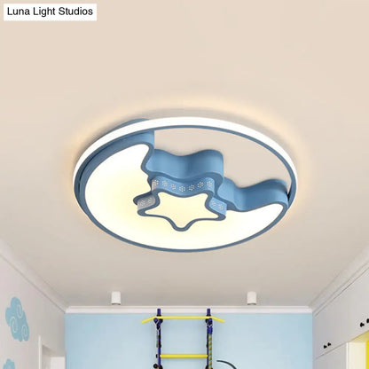 DecorBites™ DecorBites™ Modern Metal Crescent and Star Ceiling Mount Light - Flush Light for Nursing Room