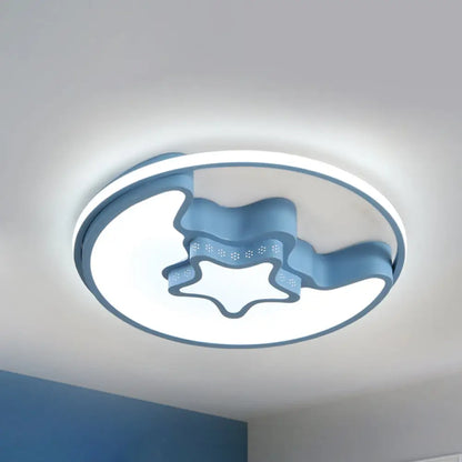 DecorBites™ DecorBites™ Modern Metal Crescent and Star Ceiling Mount Light - Flush Light for Nursing Room