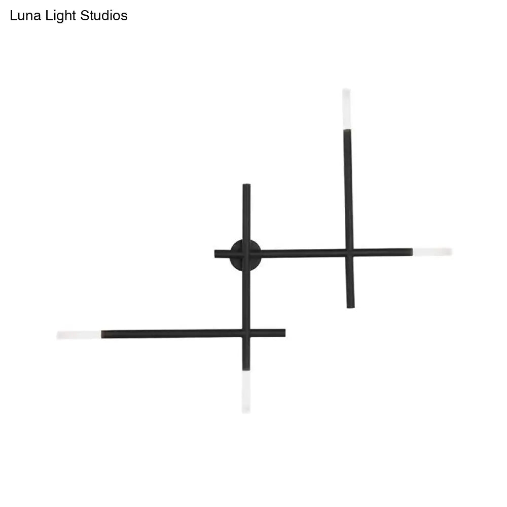 DecorBites™ DecorBites™ Modern Metal Crossed Lines Wall Sconce Light - 4-Light Black/Gold Wall Lamp in Warm/White