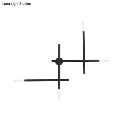 DecorBites™ DecorBites™ Modern Metal Crossed Lines Wall Sconce Light - 4-Light Black/Gold Wall Lamp in Warm/White