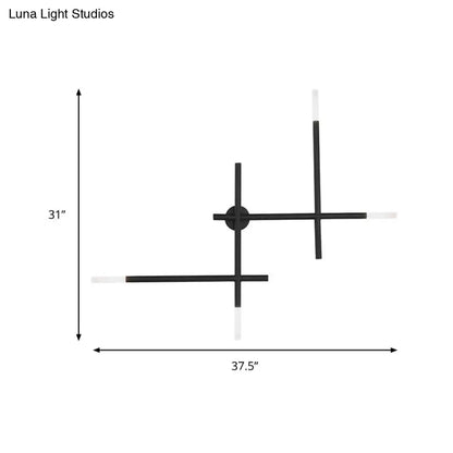 DecorBites™ DecorBites™ Modern Metal Crossed Lines Wall Sconce Light - 4-Light Black/Gold Wall Lamp in Warm/White