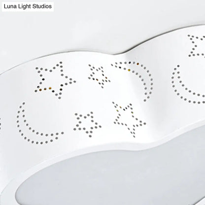 DecorBites™ DecorBites™ Modern Metal Etched Star Moon Flush Ceiling Light in White for Foyer