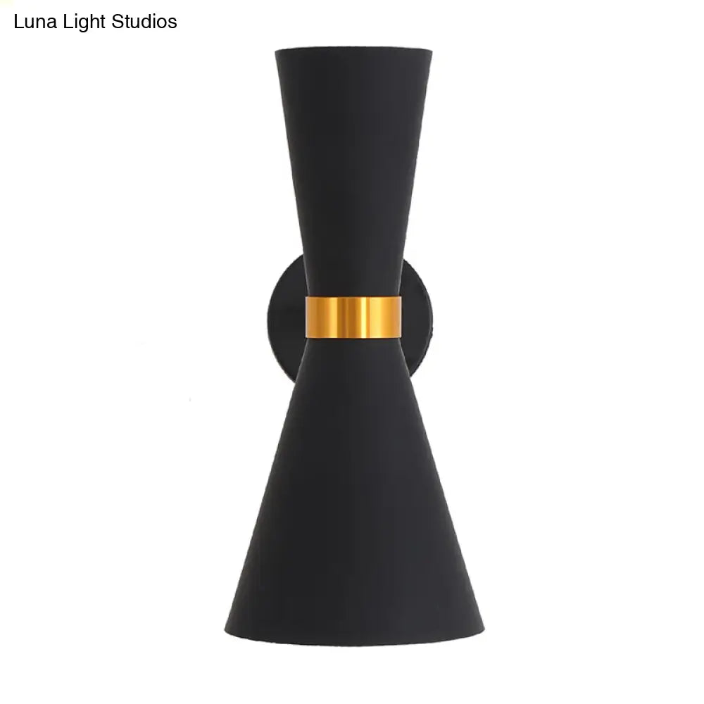 DecorBites™ DecorBites™ Modern Metal Flare Sconce with 2 Bulbs for Bedroom Wall Mount in Black