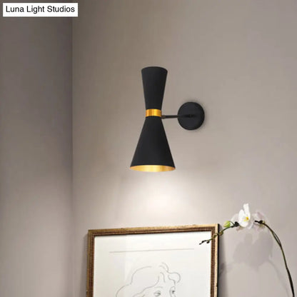 DecorBites™ DecorBites™ Modern Metal Flare Sconce with 2 Bulbs for Bedroom Wall Mount in Black