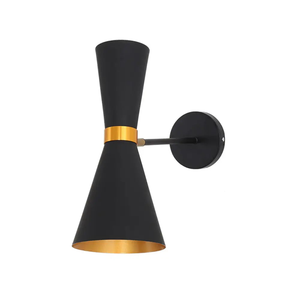 DecorBites™ DecorBites™ Modern Metal Flare Sconce with 2 Bulbs for Bedroom Wall Mount in Black