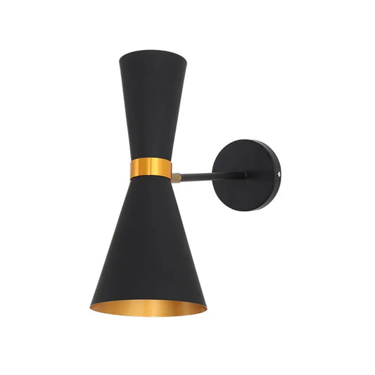 DecorBites™ DecorBites™ Modern Metal Flare Sconce with 2 Bulbs for Bedroom Wall Mount in Black