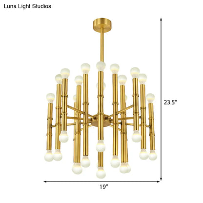 Lámpara de araña moderna de metal con forma de flauta - 30 luces - Negro/Plata/Oro - Perfecta para la sala de estar