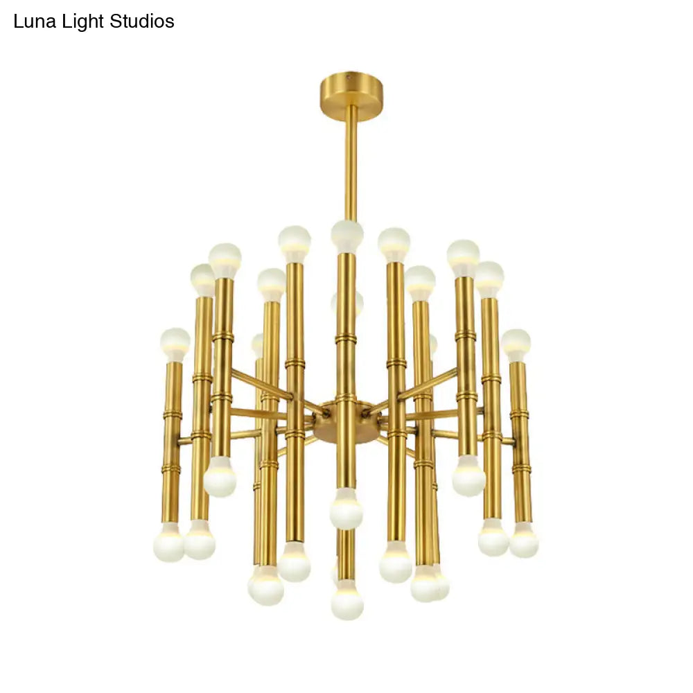 Lámpara de araña moderna de metal con forma de flauta - 30 luces - Negro/Plata/Oro - Perfecta para la sala de estar