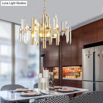 Lámpara de araña moderna con estructura metálica dorada, 8/10 luces, 23,5"/31,5" de ancho