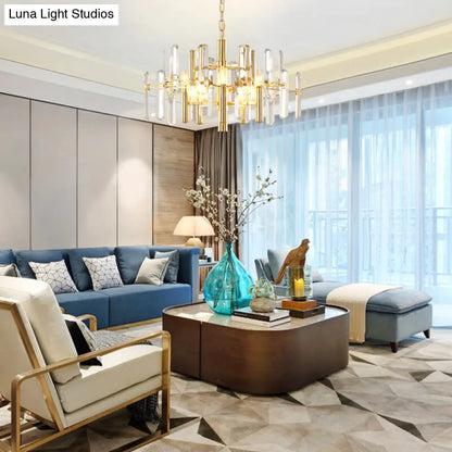 Lámpara de araña moderna con estructura metálica dorada, 8/10 luces, 23,5"/31,5" de ancho