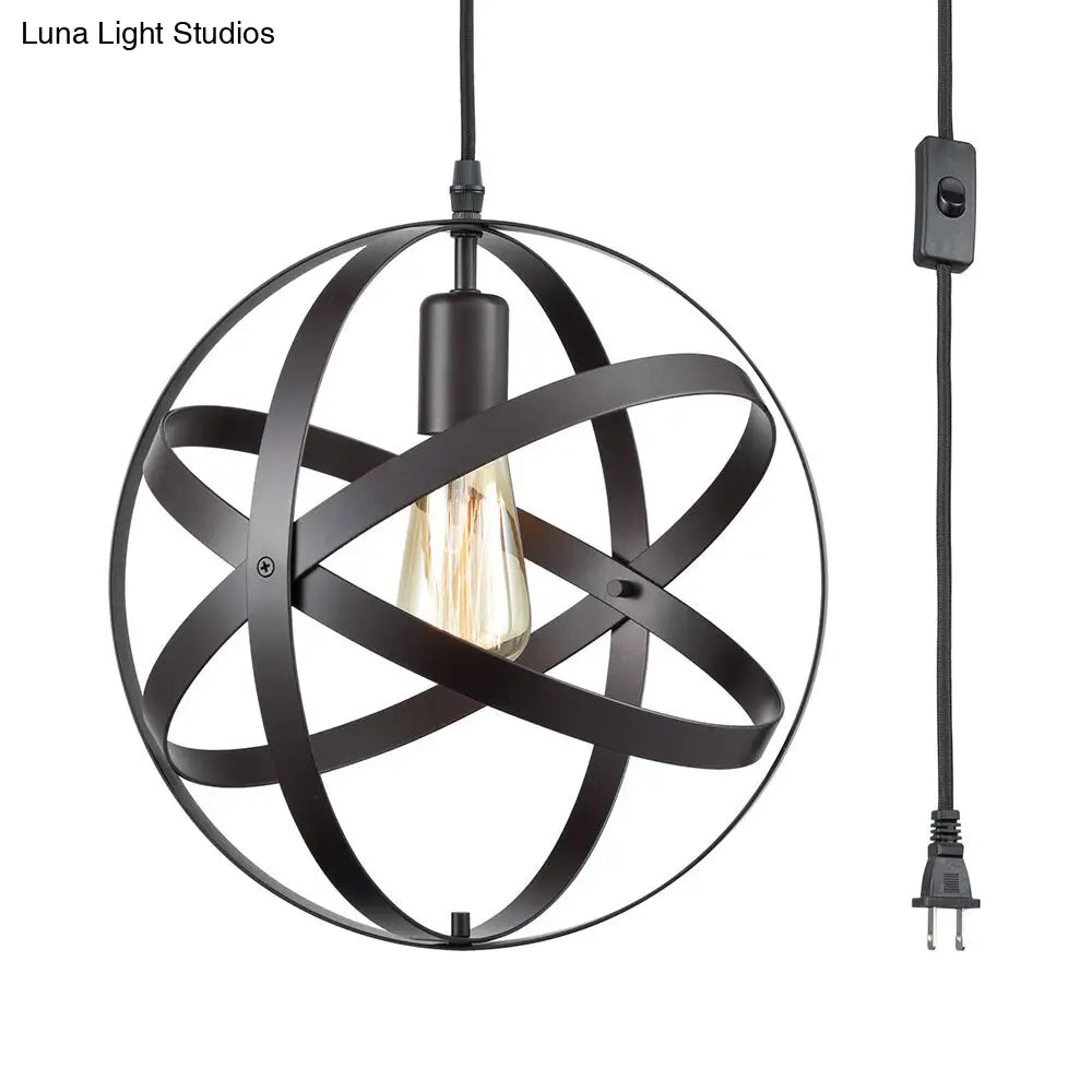 Modern Metal Hanging Light with Black Wire Frame for Living Room