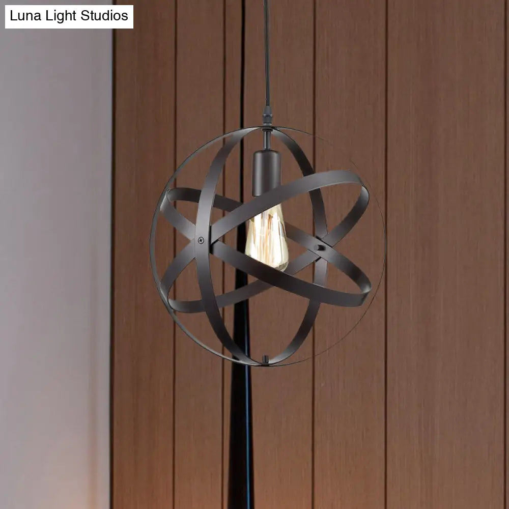 Modern Metal Hanging Light with Black Wire Frame for Living Room