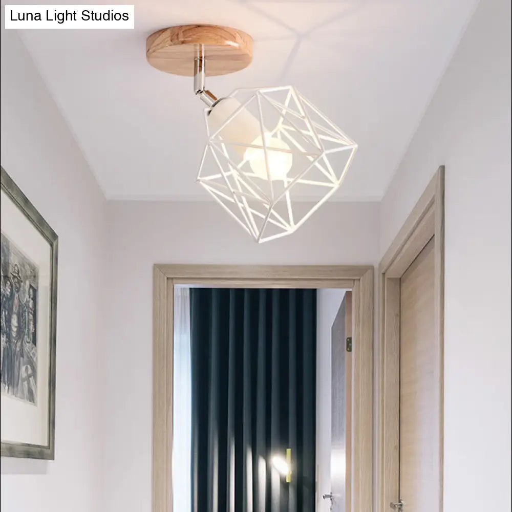 DecorBites™ DecorBites™ Modern Metal Hexagon Ceiling Light - Gray/White/Pink/Yellow/Blue/Green - Semi Flush Mount for Bedroom