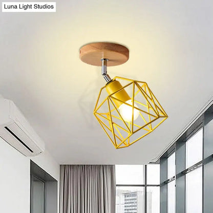 DecorBites™ DecorBites™ Modern Metal Hexagon Ceiling Light - Gray/White/Pink/Yellow/Blue/Green - Semi Flush Mount for Bedroom