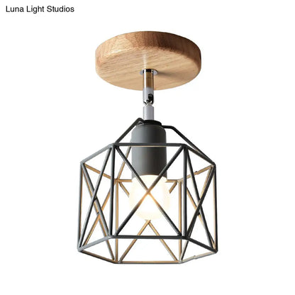 DecorBites™ DecorBites™ Modern Metal Hexagon Ceiling Light - Gray/White/Pink/Yellow/Blue/Green - Semi Flush Mount for Bedroom