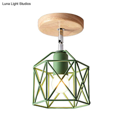 DecorBites™ DecorBites™ Modern Metal Hexagon Ceiling Light - Gray/White/Pink/Yellow/Blue/Green - Semi Flush Mount for Bedroom