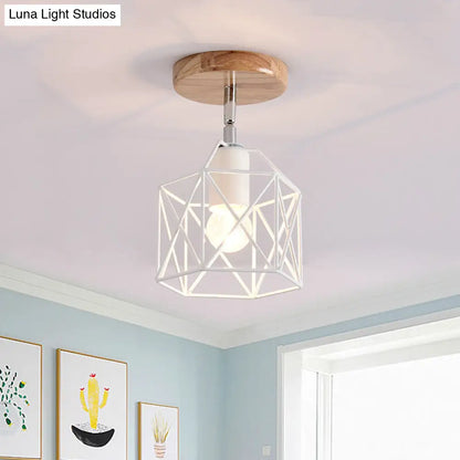 DecorBites™ DecorBites™ Modern Metal Hexagon Ceiling Light - Gray/White/Pink/Yellow/Blue/Green - Semi Flush Mount for Bedroom
